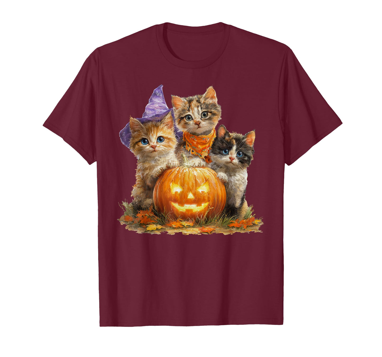 Vintage Kittens Pumpkin Cute Cat Spooky Season Halloween T-Shirt