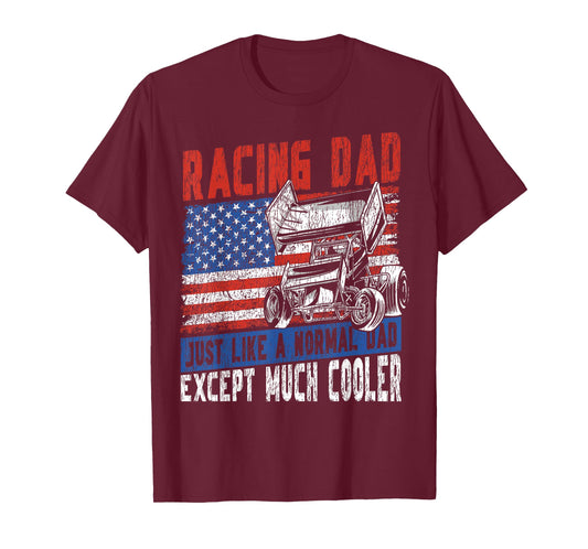 Dirt Track Racing Race Dad Vintage American Flag Patriotic T-Shirt