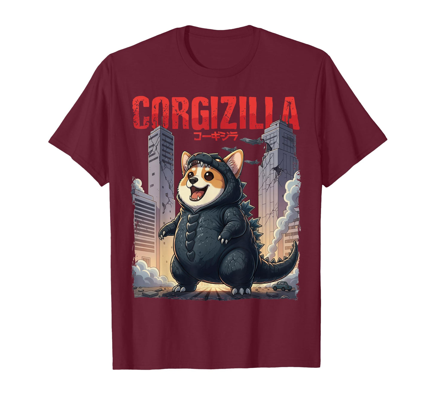 CorgiZilla Parody Japanese Art Funny Corgi Dog Lover Mom Dad T-Shirt