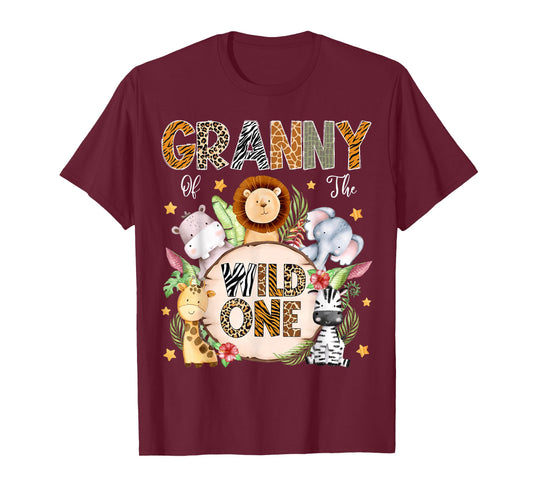 Granny of The Wild One 1St Birthday Kids Safari Jungle T-Shirt