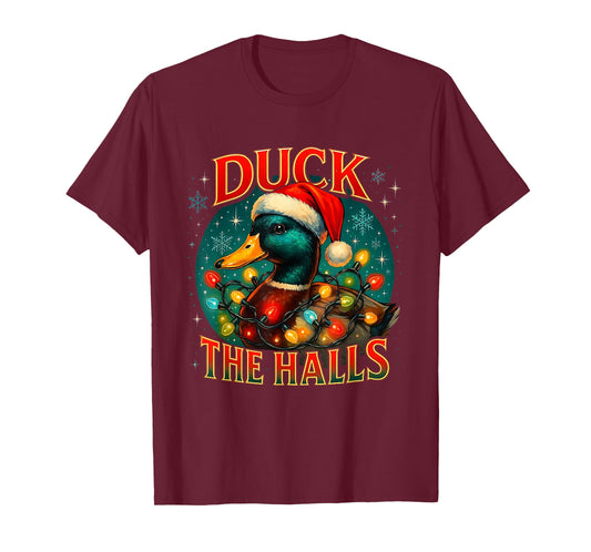 Duck The Halls Funny Christmas Lights Hunting Season T-Shirt