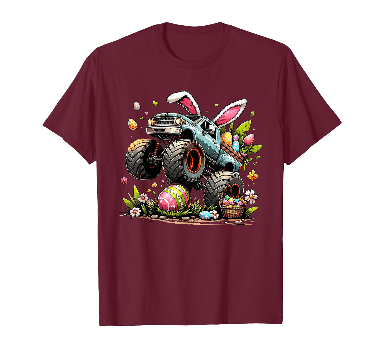 Kids Boys Happy Easter Day Bunny Monster Truck Egg Hunt T-Shirt
