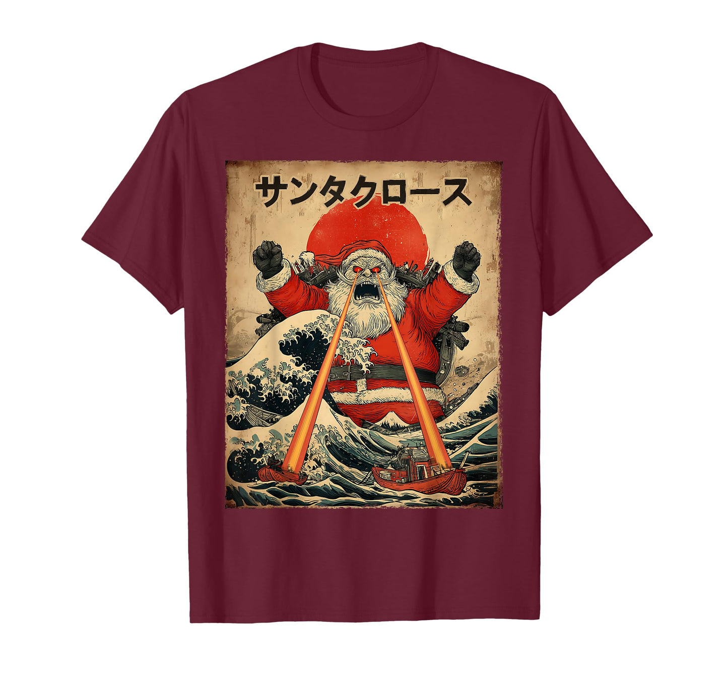 Santa Christmas Kaiju Monster Japanese Vintage Poster T-Shirt