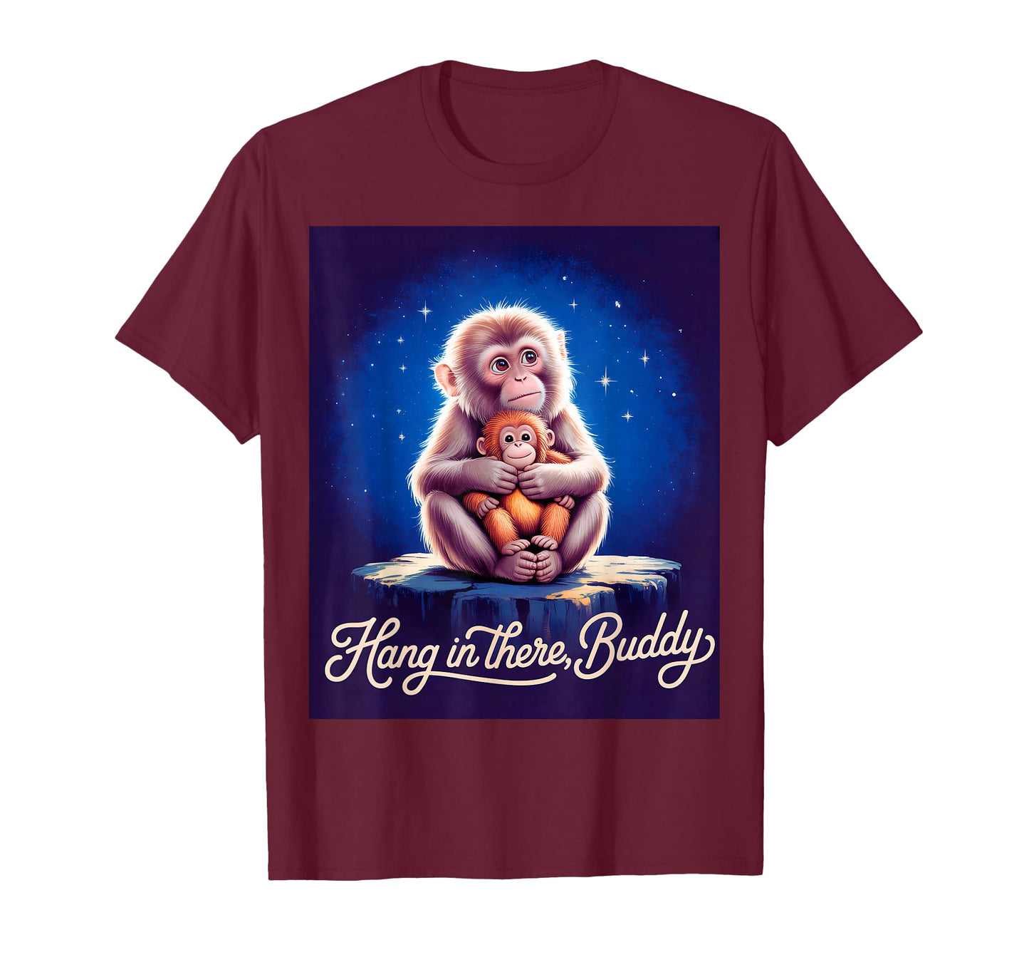 Cute Monkey Named Punch Plush Hugging Team Punch Support T-Shirt