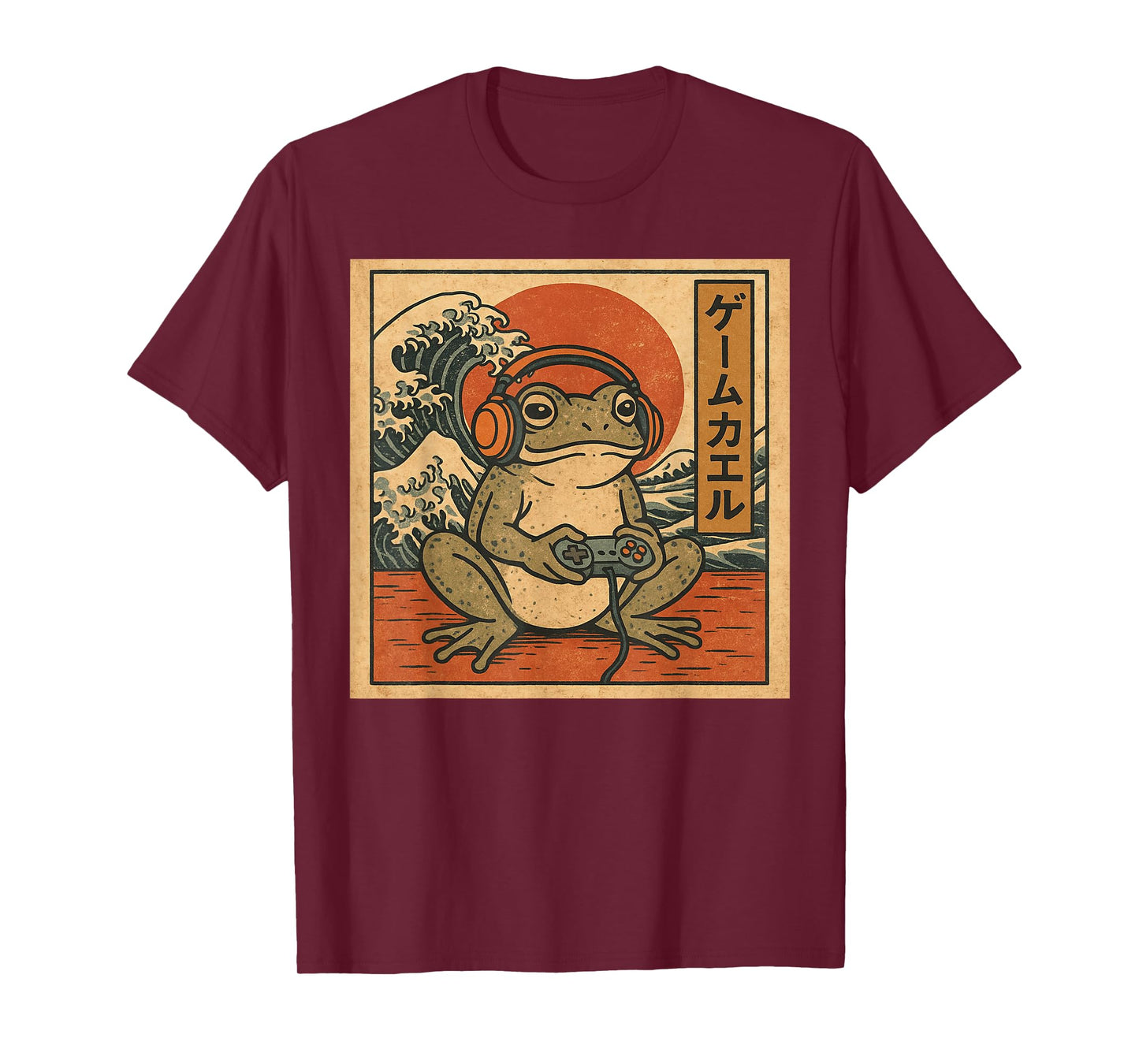 Gaming Frog Art Ukiyo-e Japanese Gamer Anime Men Women Boys T-Shirt