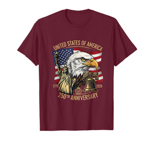 250 Years 1776-2026 250th Birthday Eagle Liberty Bell T-Shirt