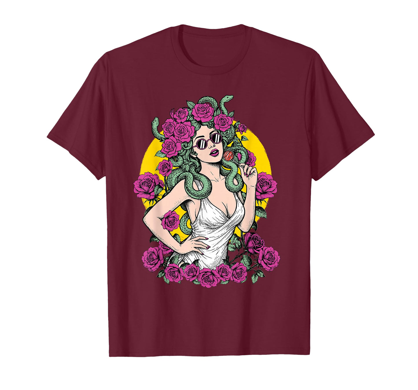 Medusa Lollipop Hippie Modern Snakes Greek Mythology Pop Art T-Shirt
