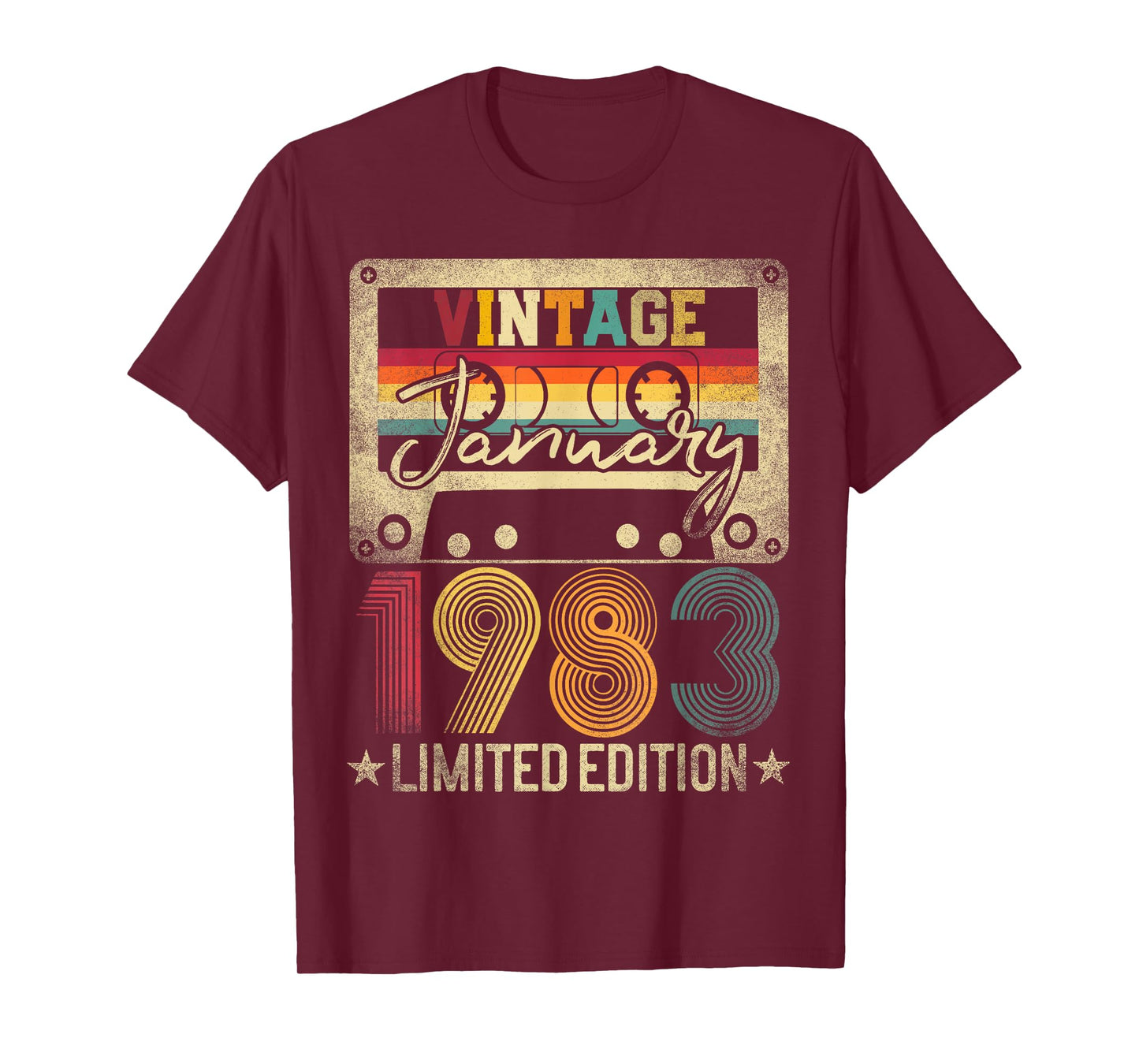 Vintage 1983 January 43 Years Old 43rd Birthday Men Women T-Shirt