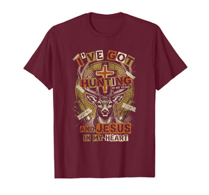Hunting in My Veins Jesus in Heart Christian Deer Hunter T-Shirt