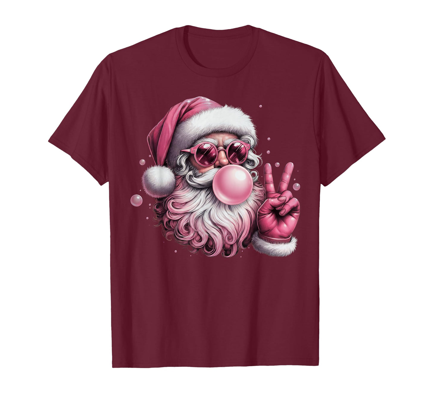 Retro Santa Blowing Bubble Gum Christmas Vintage Sunglasses T-Shirt