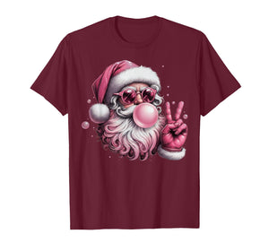 Retro Santa Blowing Bubble Gum Christmas Vintage Sunglasses T-Shirt