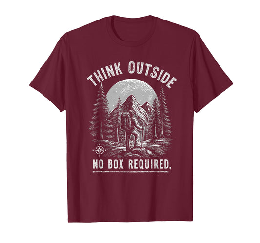 Classic Think Outside No Box Required Funny Camping Hiking T-Shirt