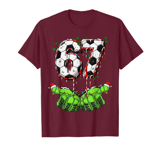 Soccer 67 Six Seven Funny Gen Alpha Meme Drip Christmas T-Shirt