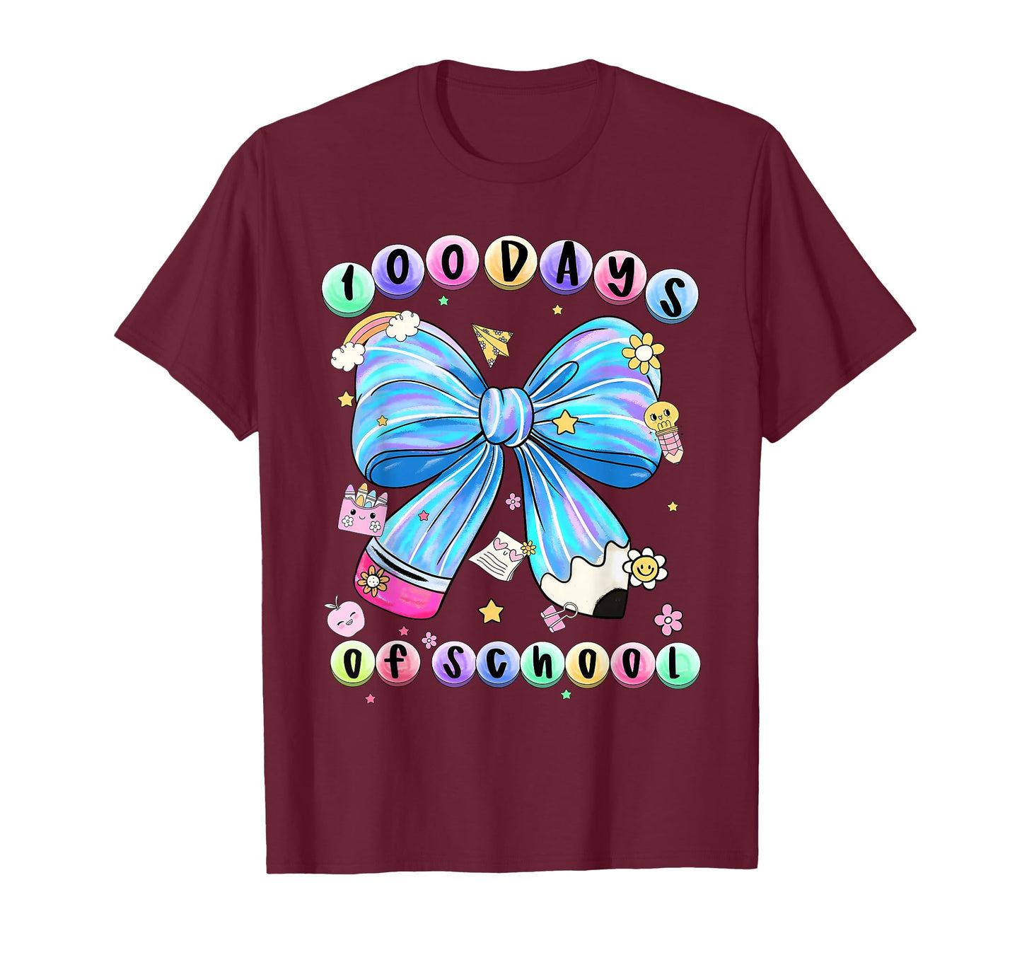 Coquette Bow Pencil 100 Days of School Student Teacher Funny T-Shirt