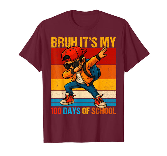 Bruh It's My 100th Day of School Dabbing Boy 100th Day Kid T-Shirt