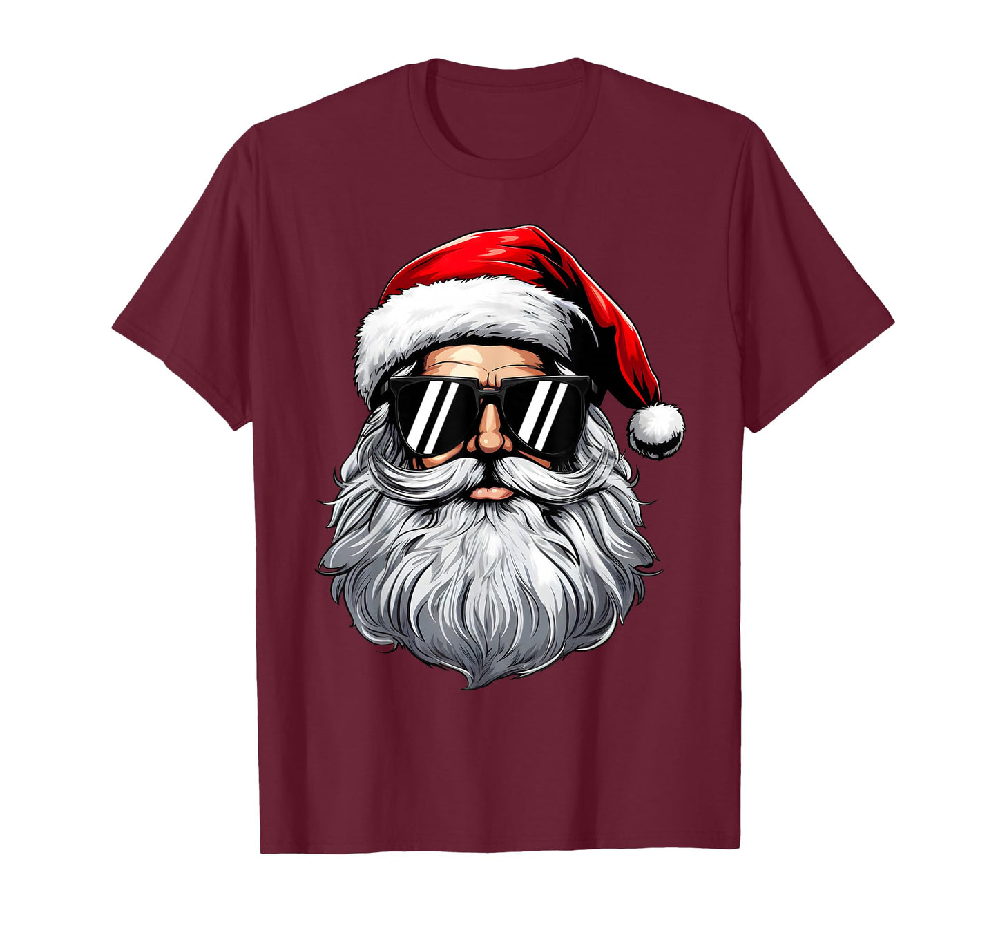 Santa Face Retro Sunglasses Christmas Shirts for Mens Boys T-Shirt