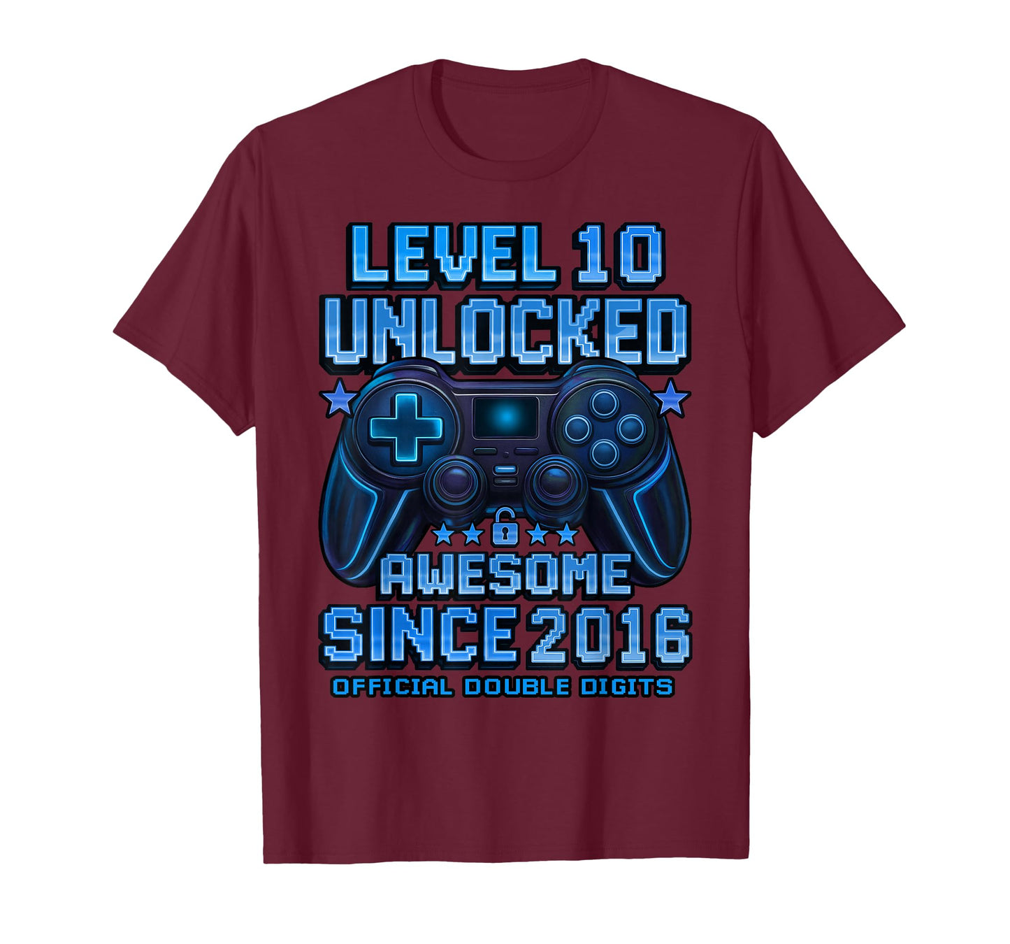 Official Double Digits Level 10 Unlocked 10th Birthday Boy T-Shirt