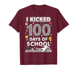 I Kicked100 Days of School Soccer Ice Cram Drip 100th Boys T-Shirt