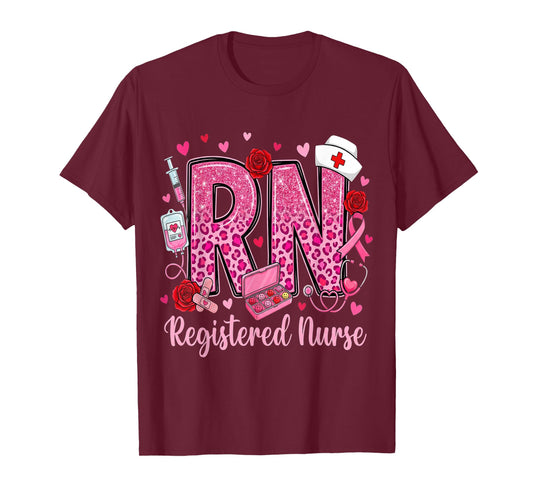 Healthcare Heart Registered Nurse RN Valentines Nurses T-Shirt