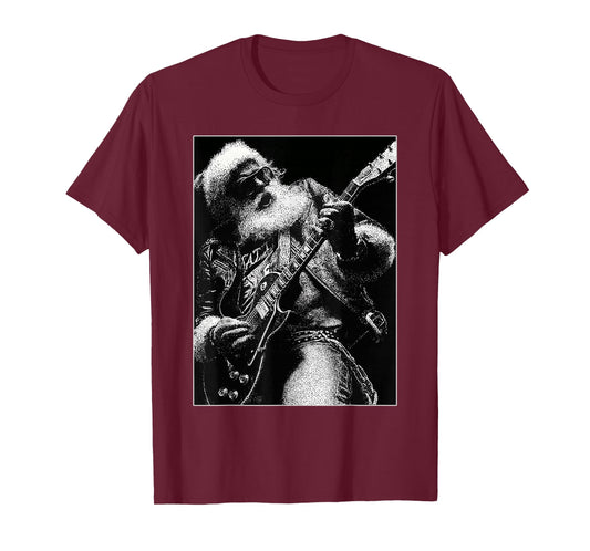 Santa Claus with Guitar Punk Rocker Grunge Gothic Christmas T-Shirt