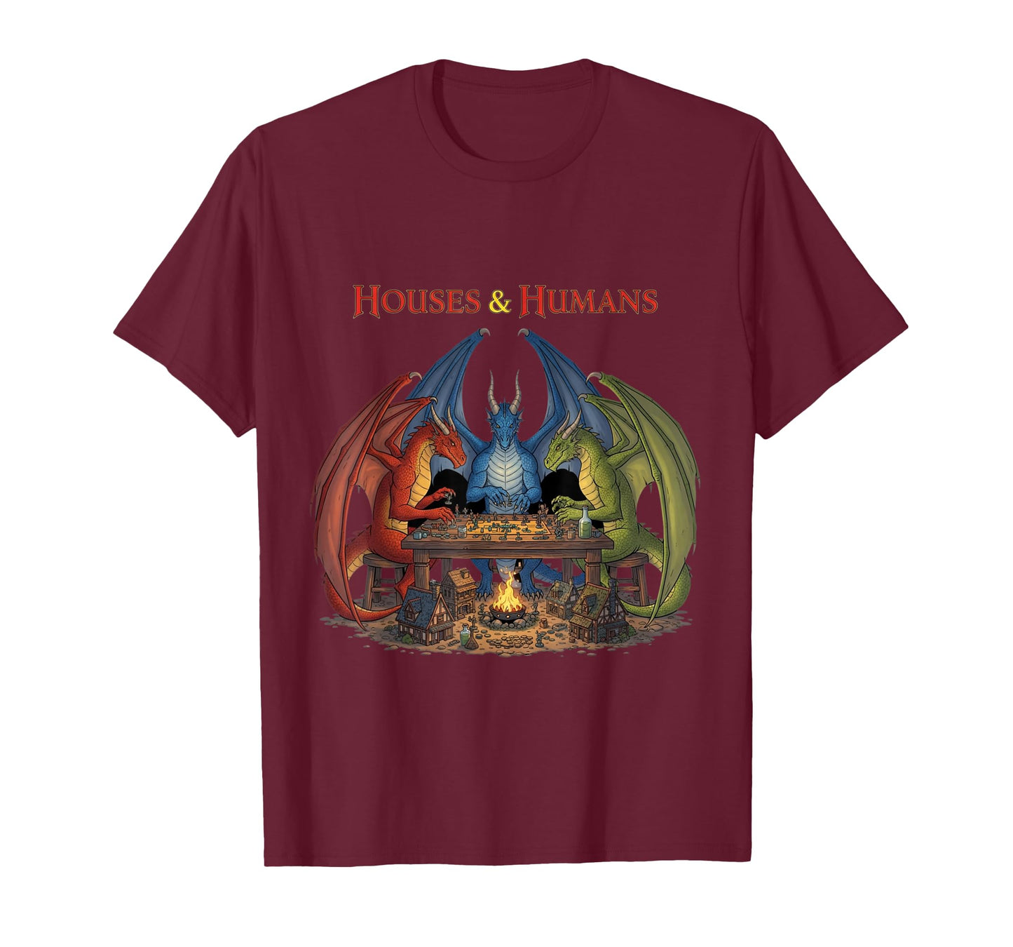 Gaming Houses Humans Funny RPG Parody Gamer Men Boys Kids T-Shirt