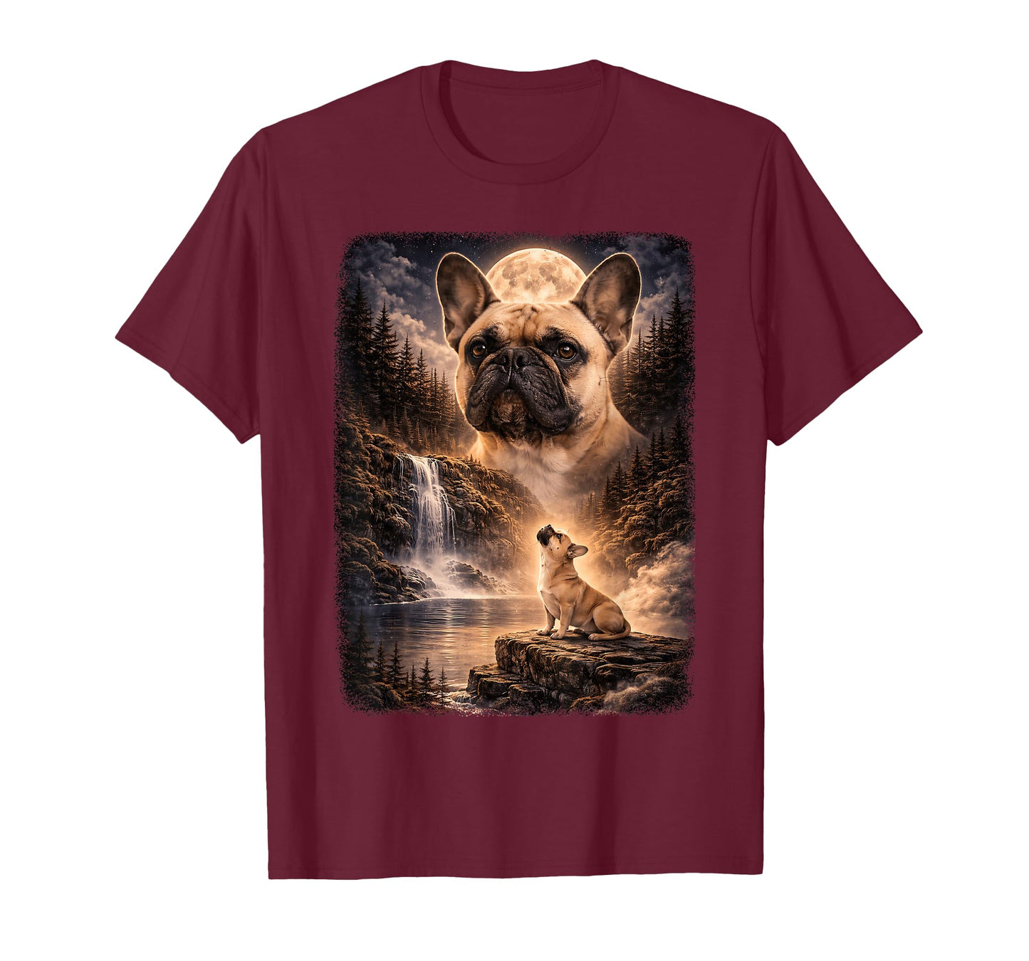 French Bulldog Howling at Moon Vintage Funny Mystic T-Shirt