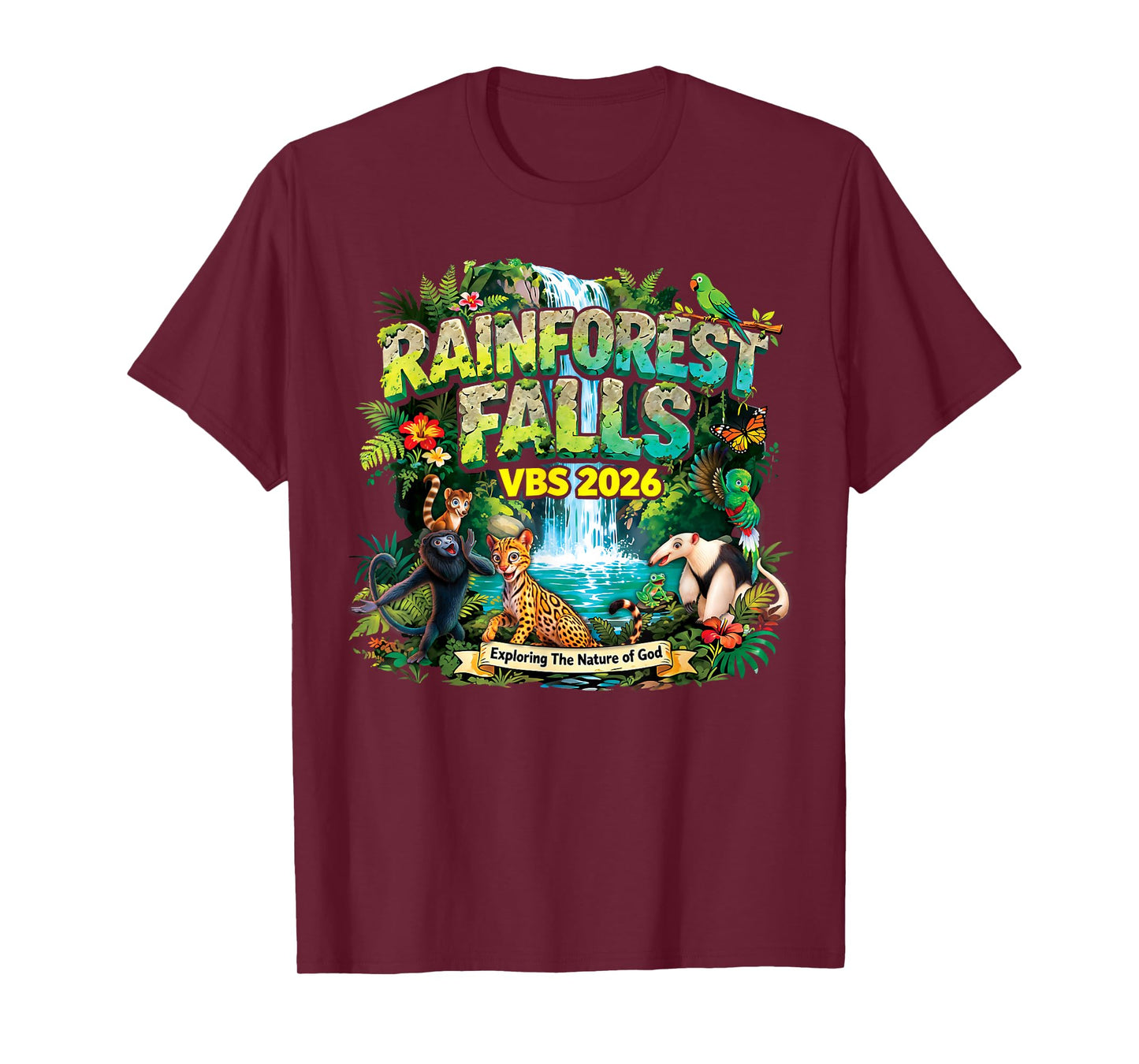 Rainforest Falls VBS 2026 Jesus Faith Bible Verse Kids T-Shirt