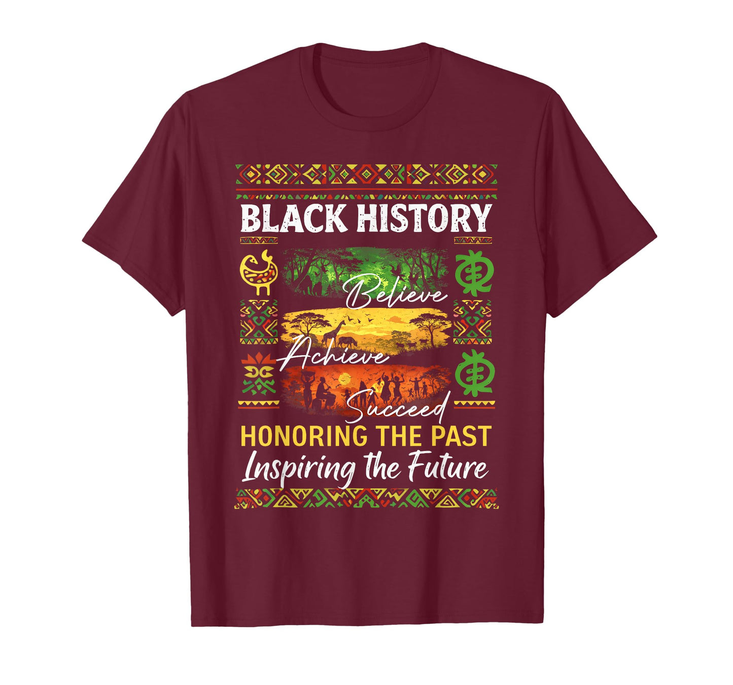 Black History Month Believe Achieve Succeed African Freedom T-Shirt
