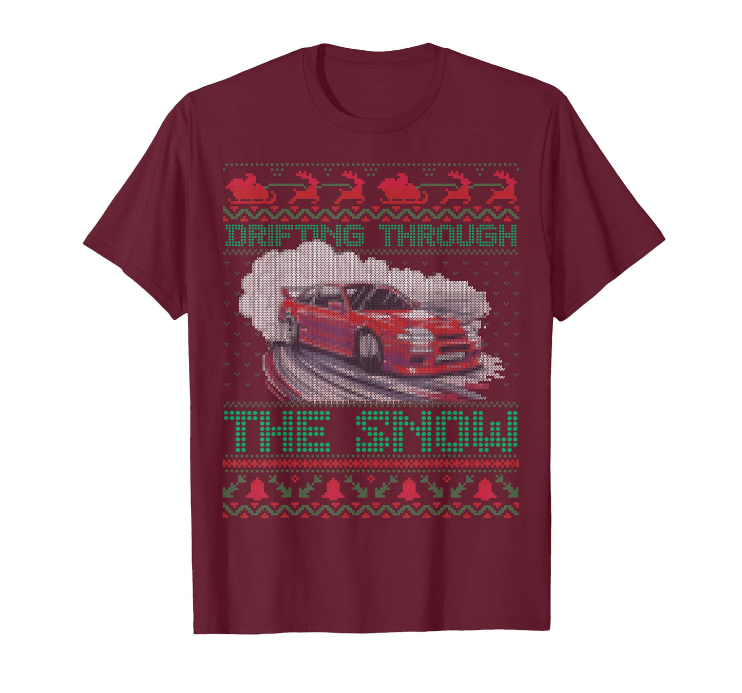 Drifting Car Snow Funny Ugly Xmas Sweater Gifts T-Shirt