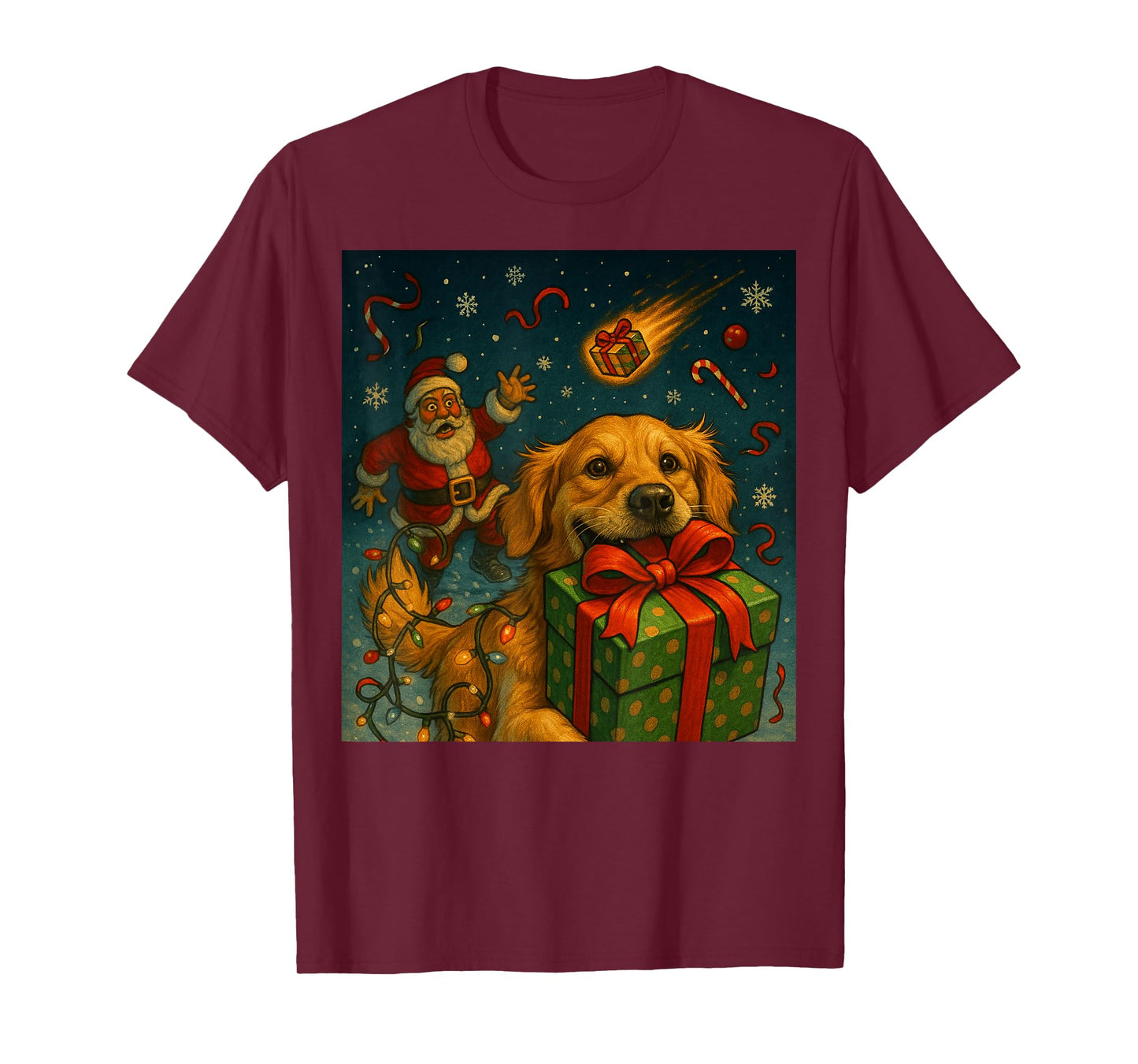 Christmas Golden Retriever Shirt - Funny Dog Selfie & Santa T-Shirt