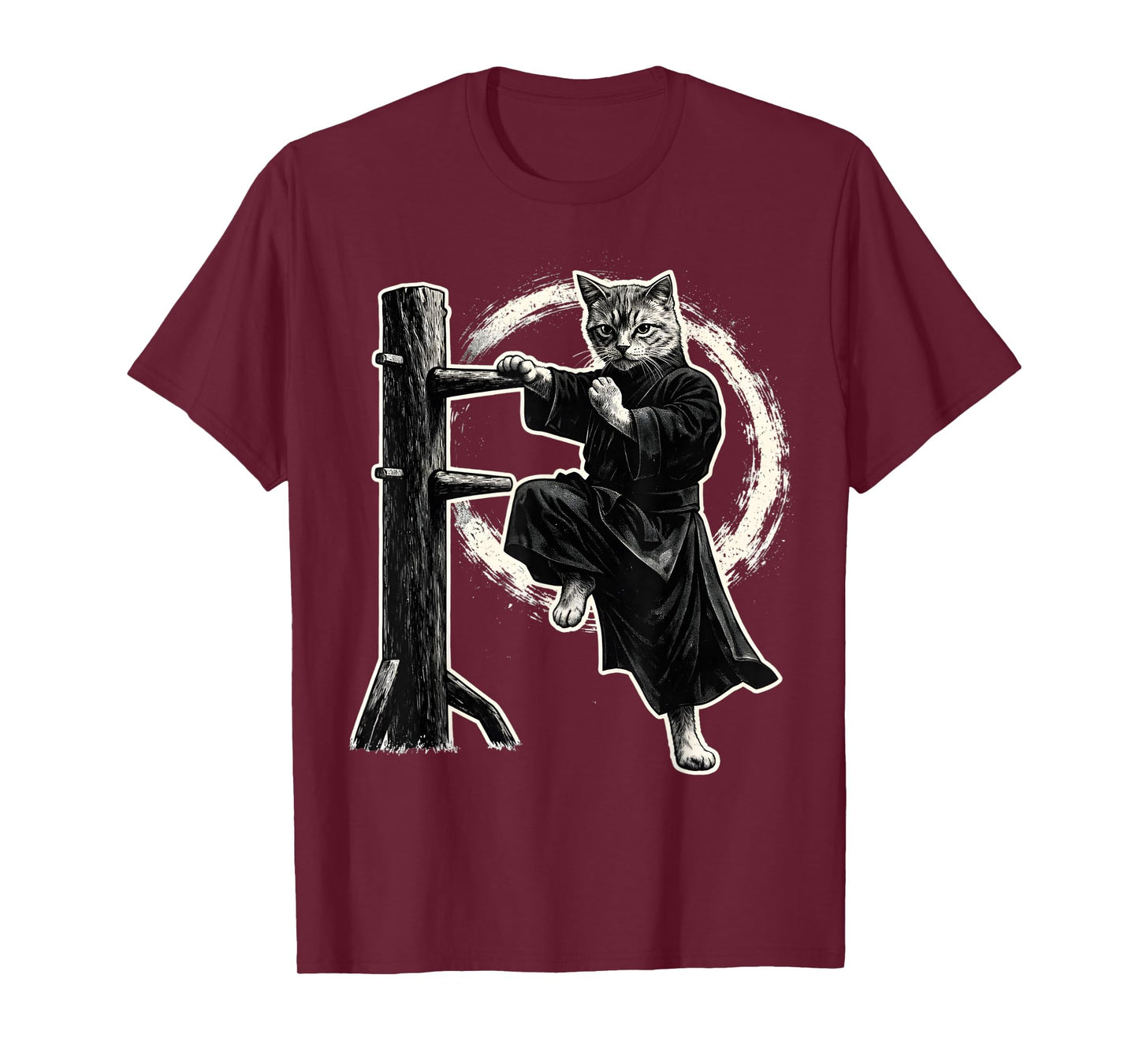 Wing Chun Master Cat Vintage Kung Fu Martial Art Black White T-Shirt