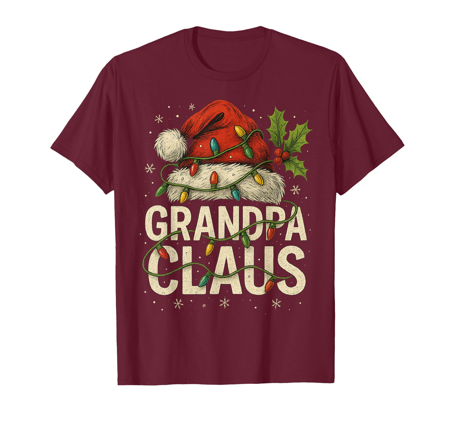 Grandpa Claus Christmas Lights Pajama Family Matching T-Shirt