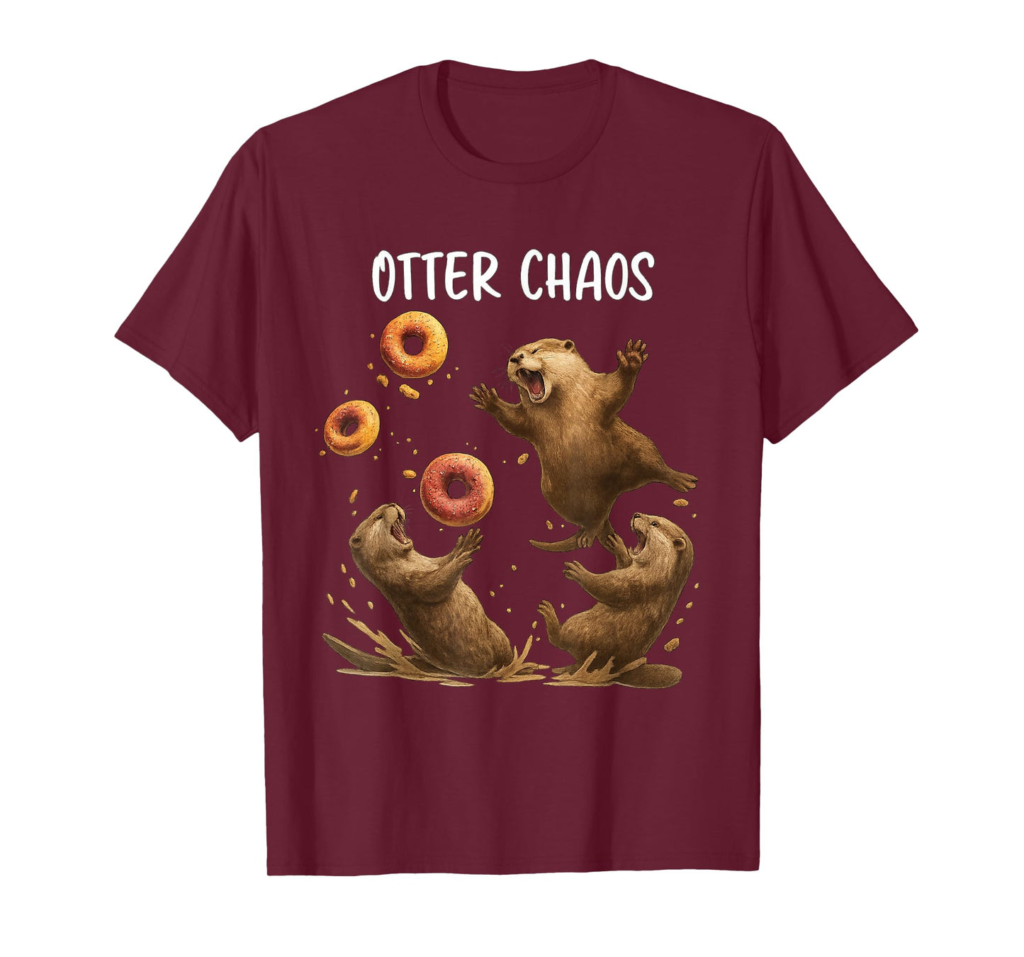 Funny Bagel Fighting Sea Otters Animal Lovers Otter Chaos T-Shirt