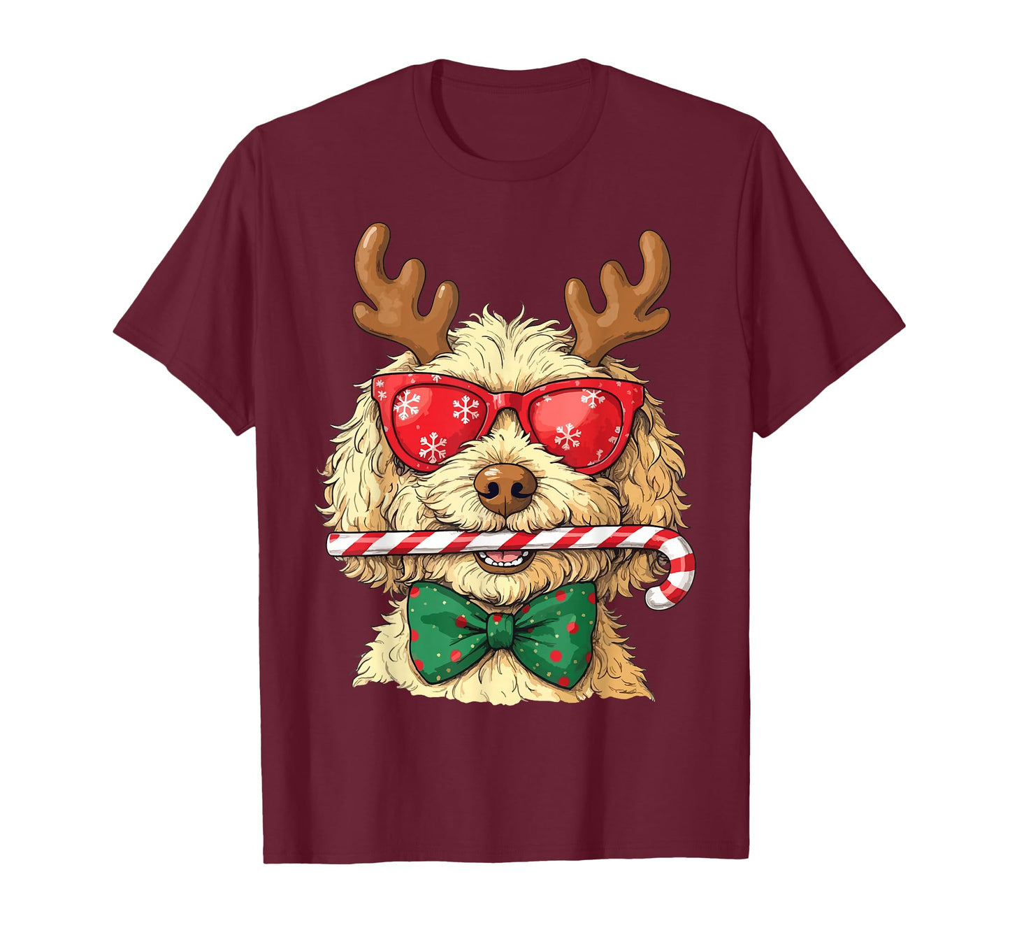 Cute Goldendoodle Dogs Christmas Lights Golden Doodle Dog PJ T-Shirt