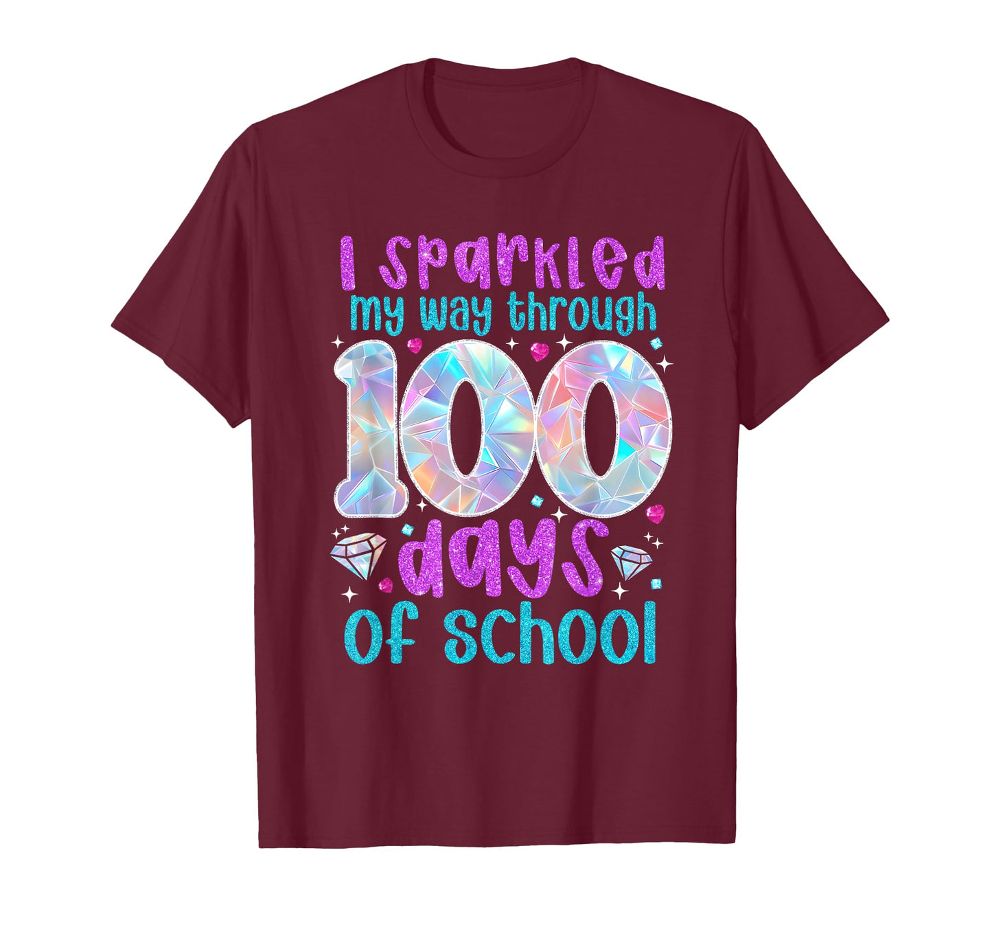 I Sparkled My Way Through 100 Days of School Funny Print T-Shirt