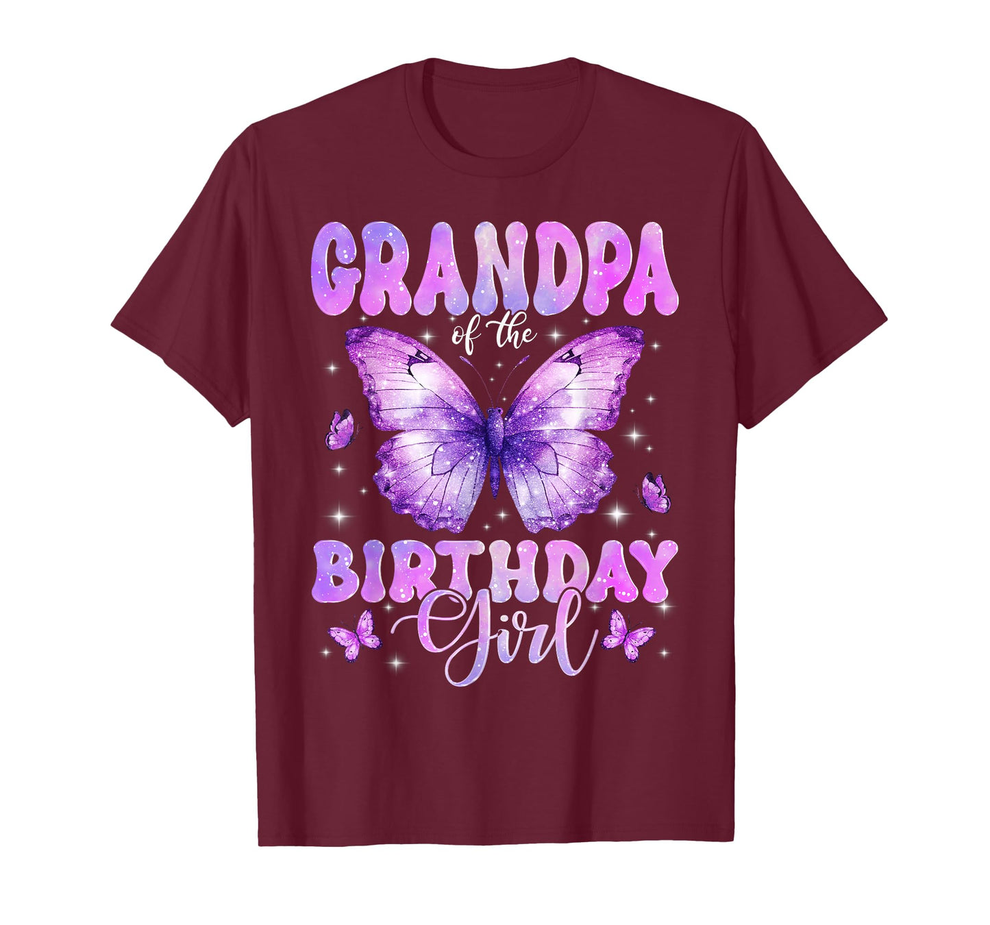 Grandpa of The Birthday Girl Butterfly Funny Family T-Shirt