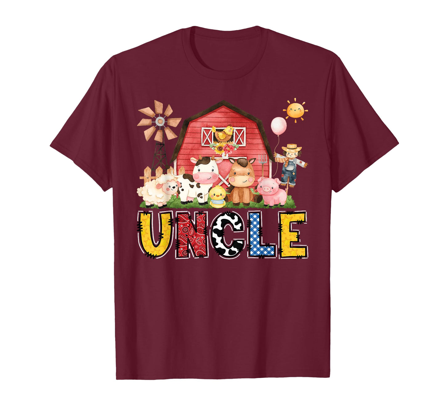 Uncle Farm Cow Birthday Boy Matching Family Party T-Shirt