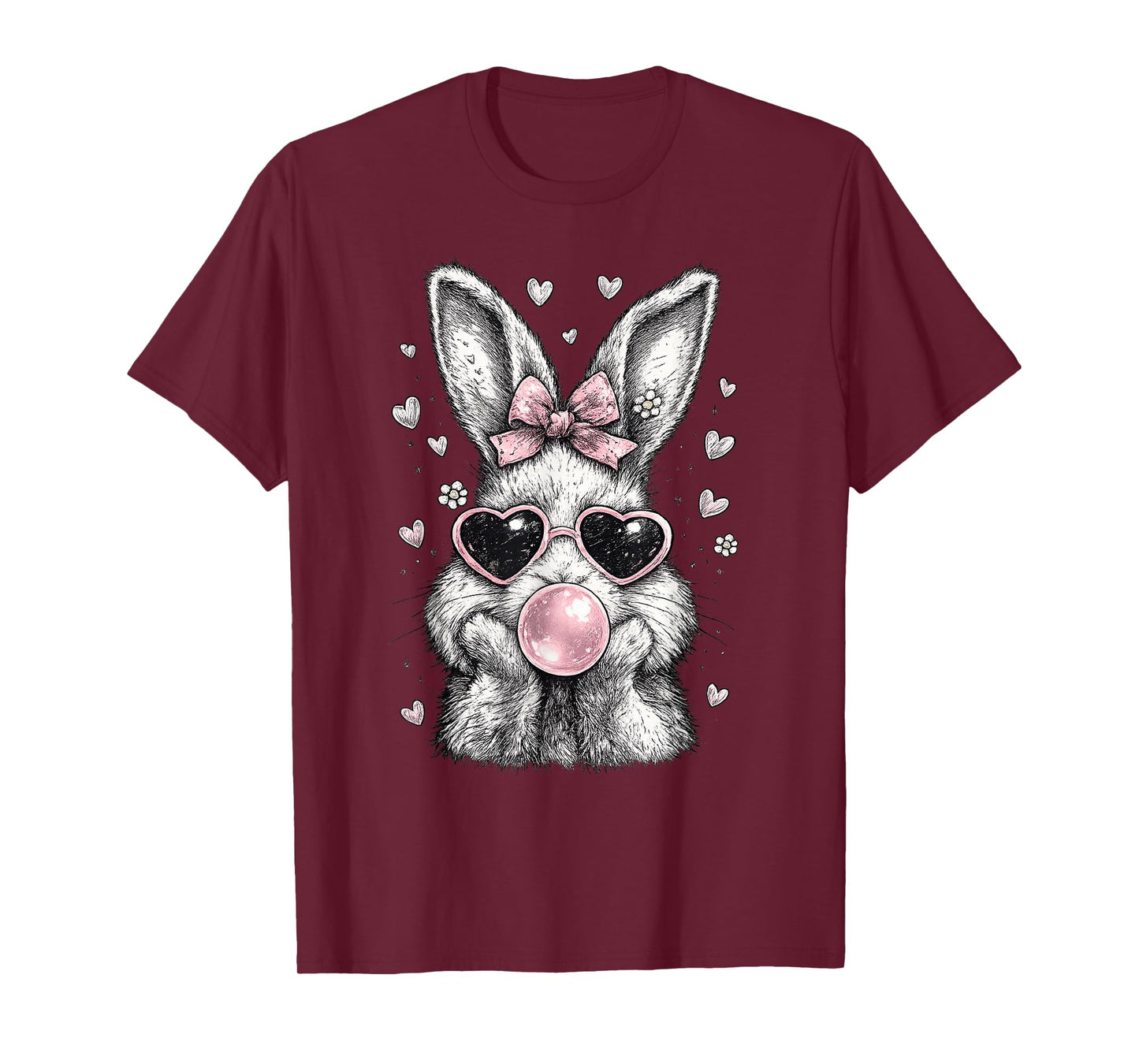 Cute Easter Bunny Shirt for Women Pink Rabbit Coquette Girly T-Shirt