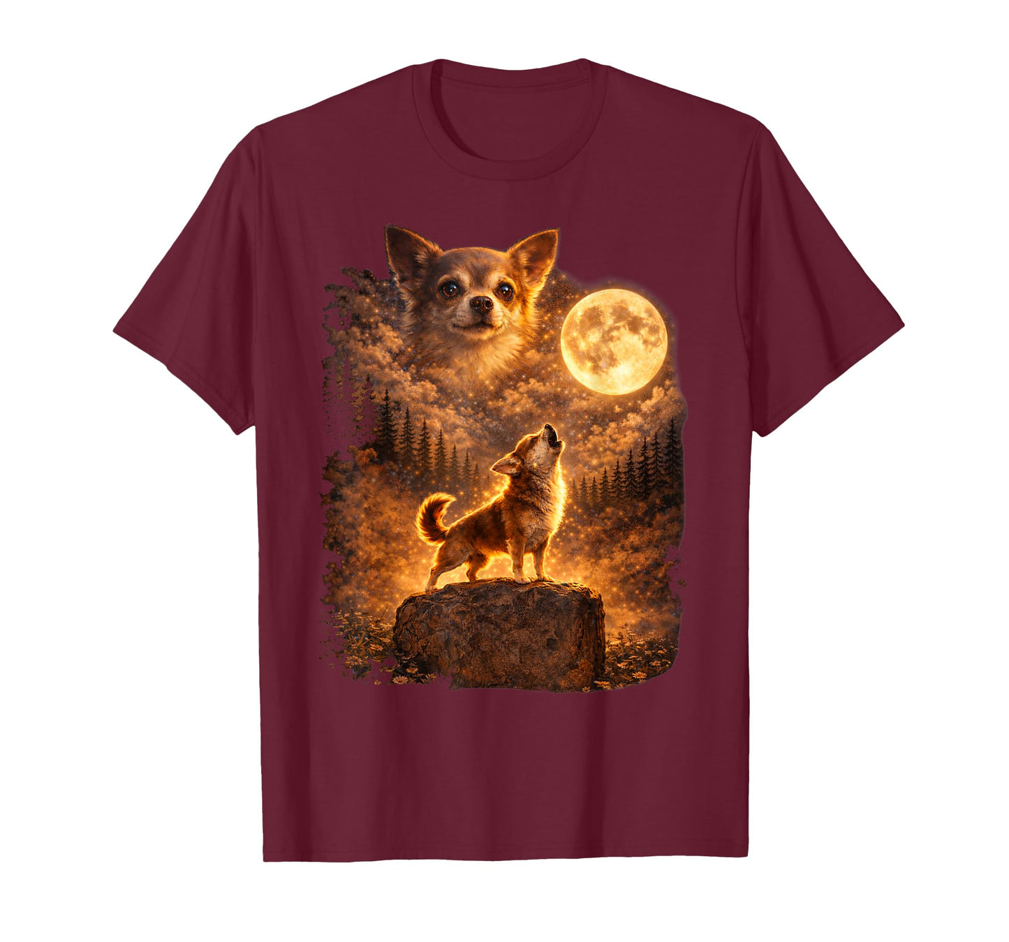 Chihuahua Howling to The Moon Funny Vintage Chihuahua Dog T-Shirt