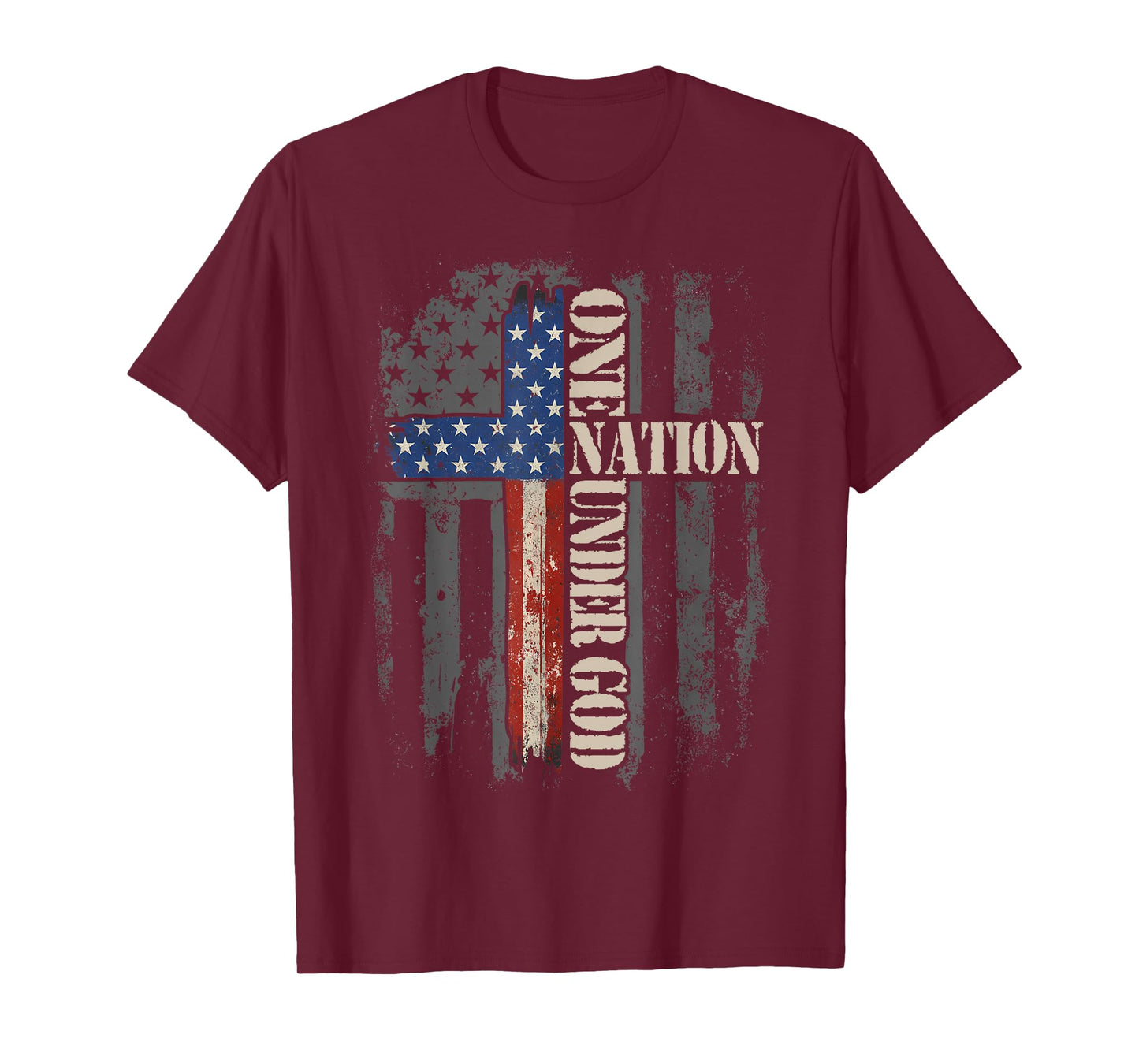 One Nation Under God Flag 4th of July Patriotic Christian T-Shirt