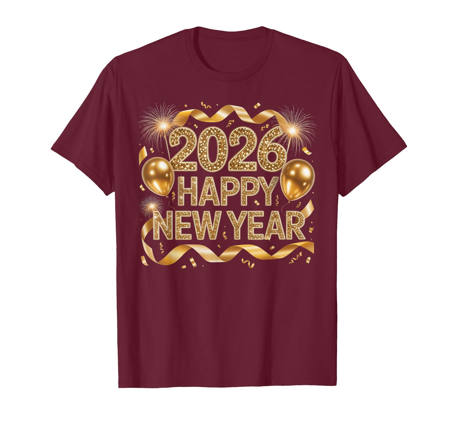 Happy New Year 2026 Balloon Retro Funny Family Matching T-Shirt