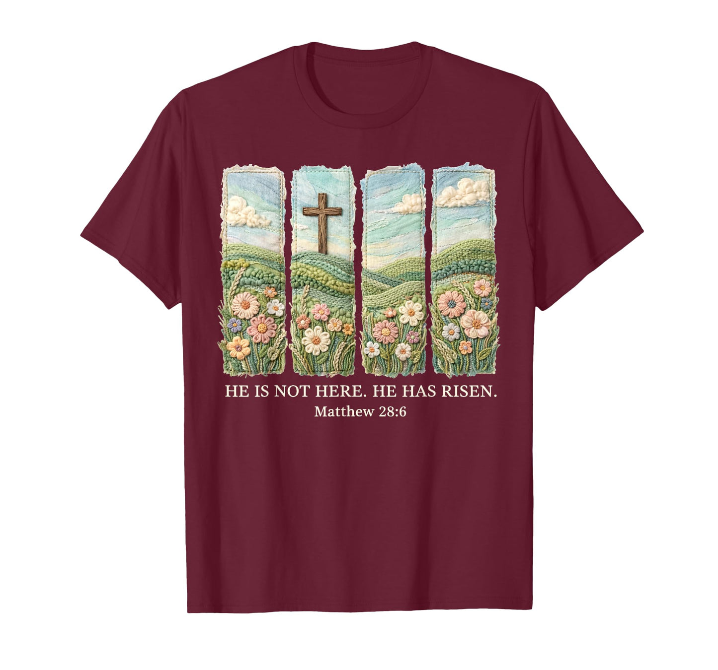 He is Risen Christian Wildflower Happy Easter Women Girls T-Shirt
