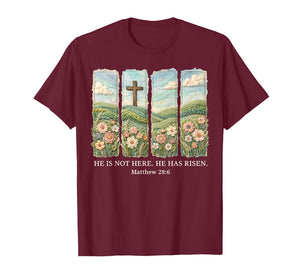 He is Risen Christian Wildflower Happy Easter Women Girls T-Shirt