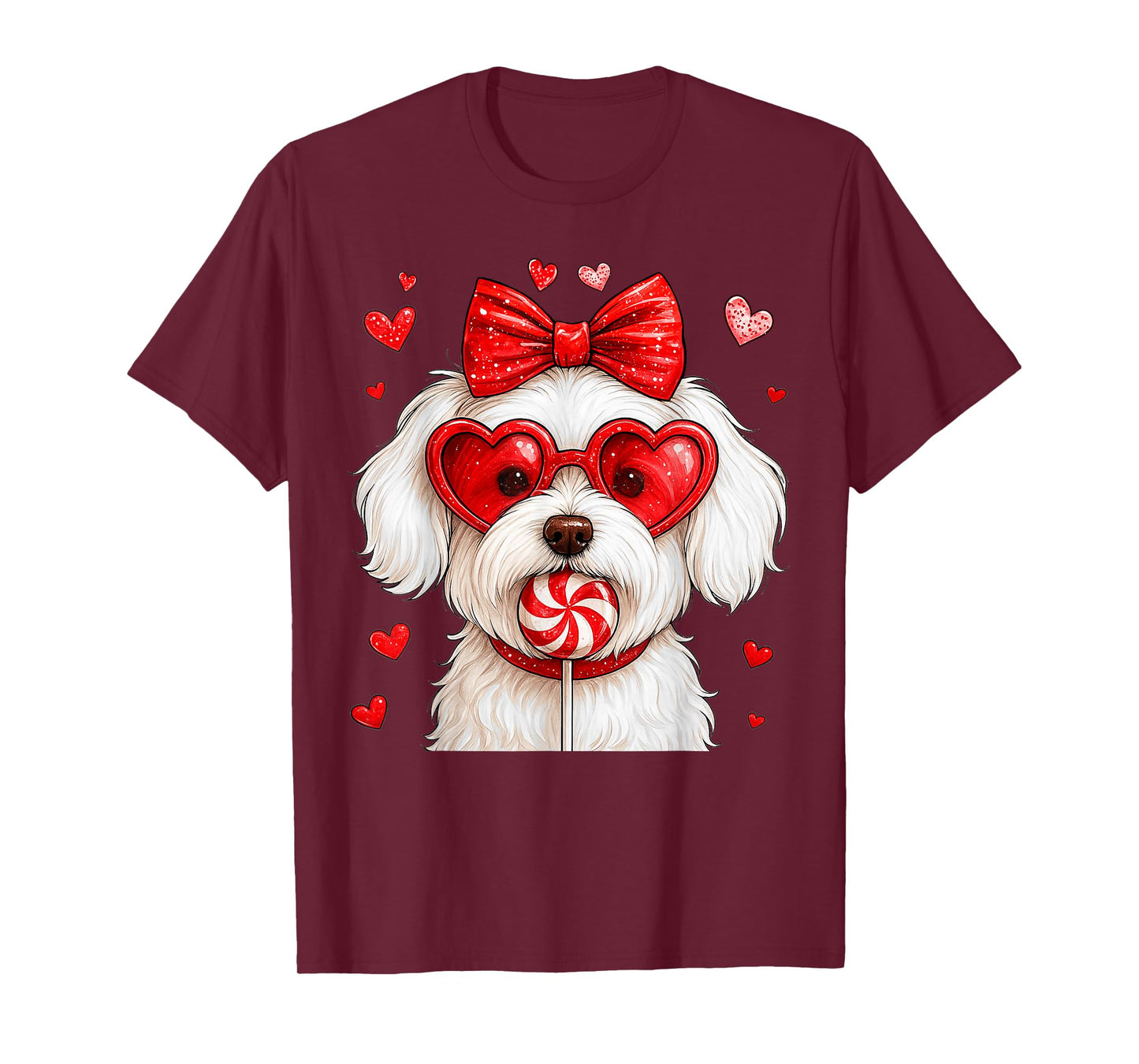 Cute Maltese Valentine Heart Candy Valentines Day Girls Kids T-Shirt