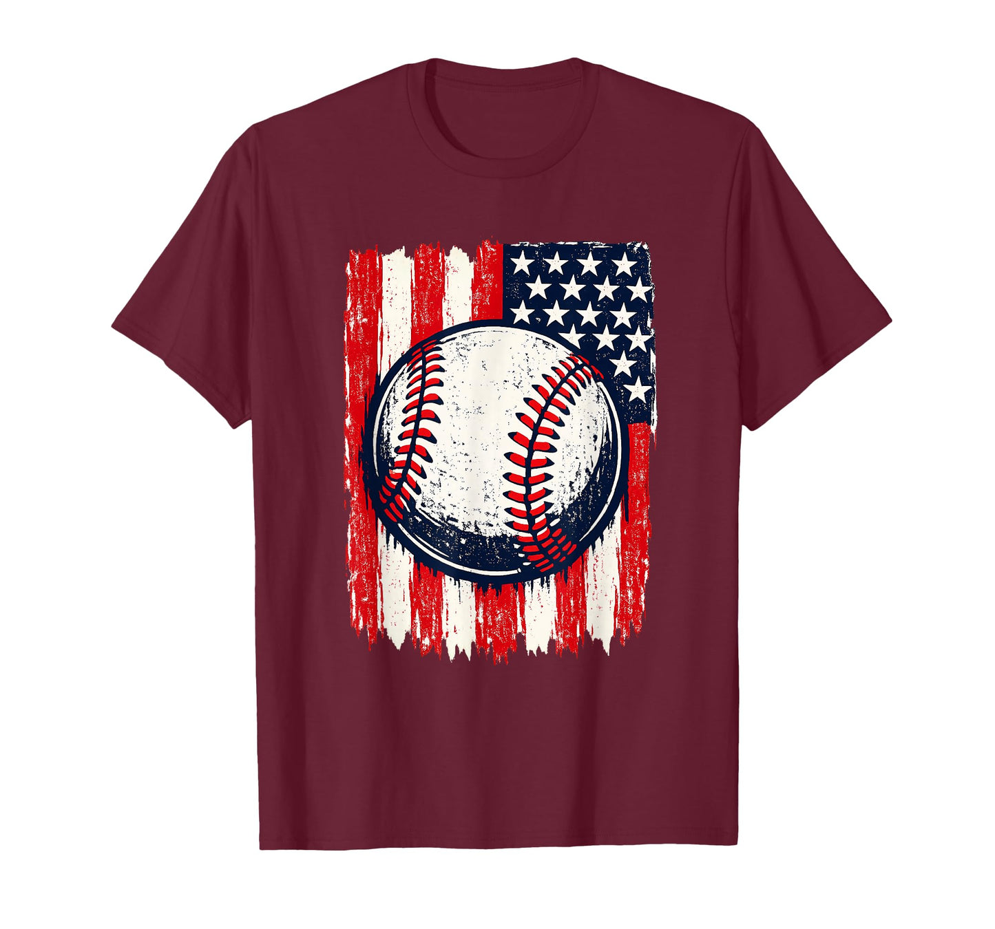 Baseball American Flag Vintage Patriotic T-Shirt