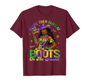 Mardi Gras Cowgirl Boots On The Ground Where Them Fans At T-Shirt