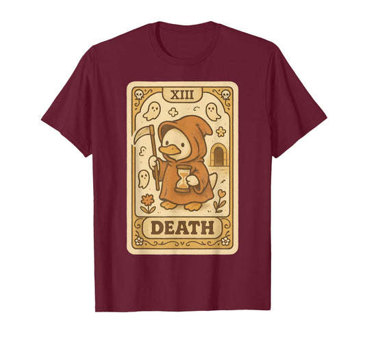 Cute Duck Grim Reaper Death Tarot Card Ironic Funny Graphic T-Shirt