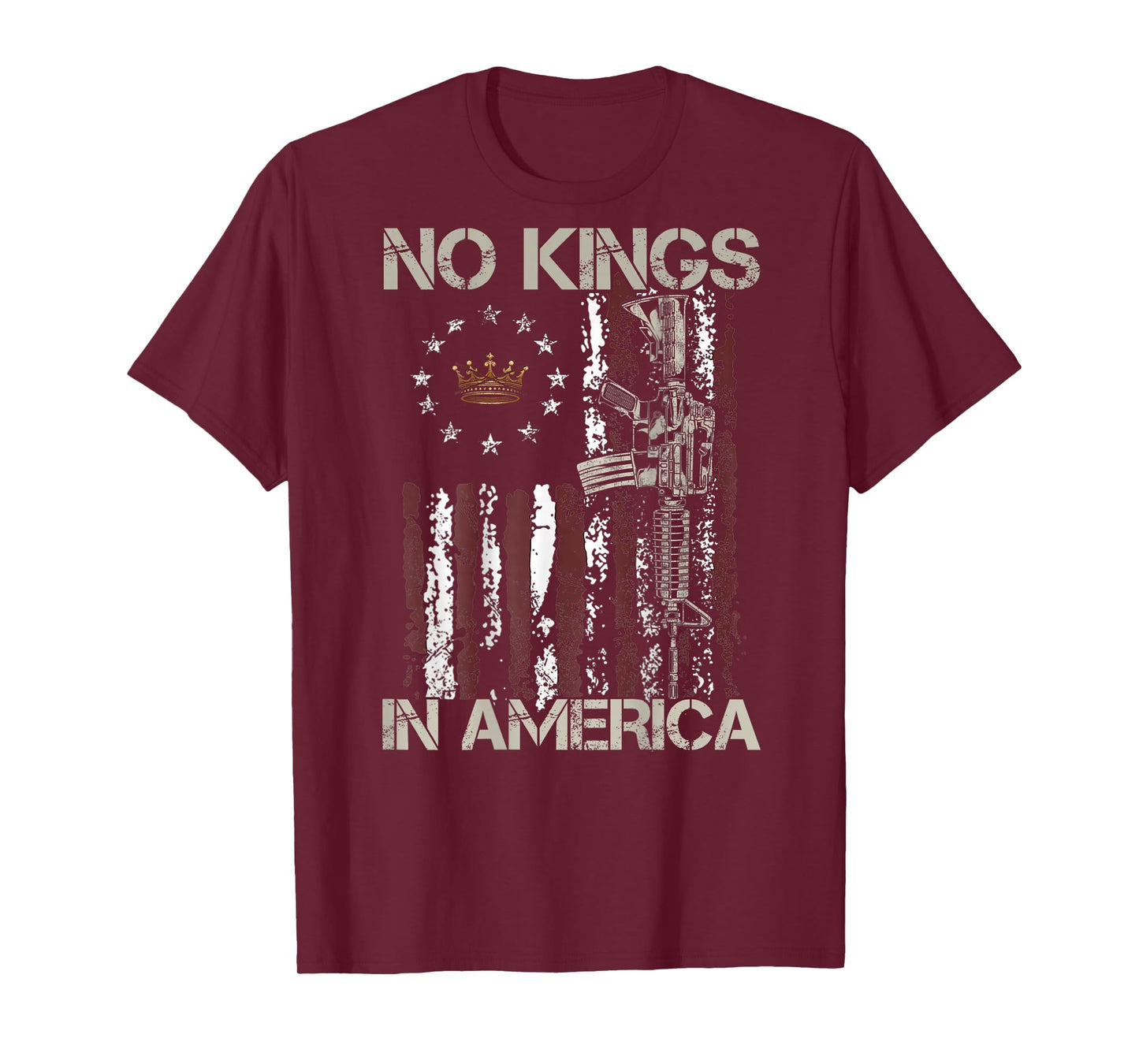 No Kings in America Vintage us Flag No Kings (ON Back) T-Shirt