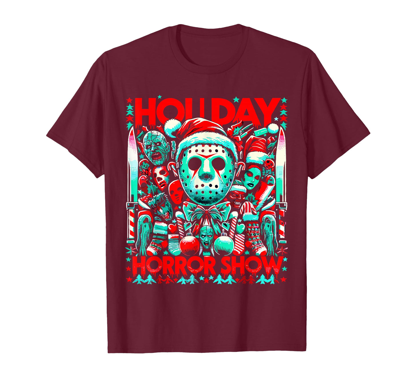 Merry Christmas Festive Slasher Candy Cane Menace T-Shirt