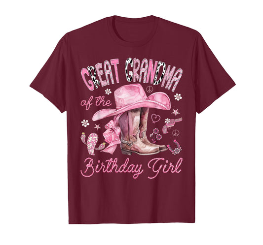 Great Grandma of The Birthday Girl Cowgirl Western Rodeo T-Shirt